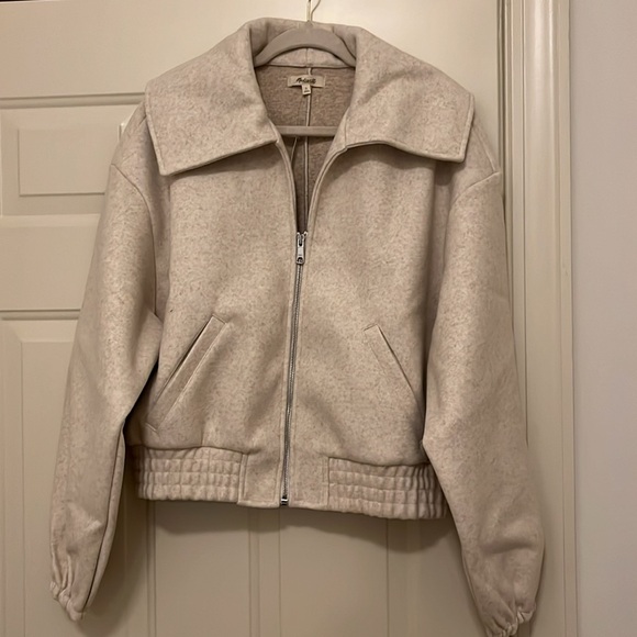 Madewell CREAM ZIP-FRONT SHAWL BOMBER JACKET/NWT/LARGE - Picture 14 of 15